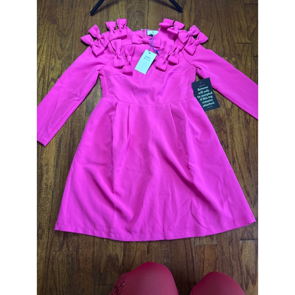Tuckernuck x Cameran Eubanks Wimberly Pink Bow Dress Long Sleeve Mini XS NWT